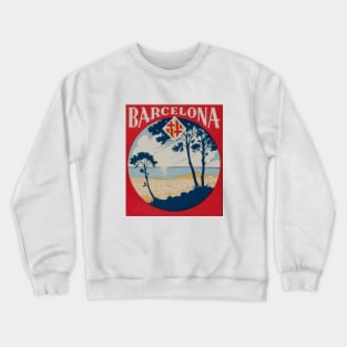 Barcelona Spain Barcelona Vintage Landscape Crewneck Sweatshirt